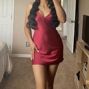 Lulus Women's Red Satin Mini Dress